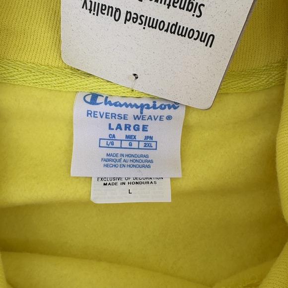 Champion Men's Large Chenille Reverse Weave Neon Yellow Blue Pink Sweatshirt - Picture 9 of 15